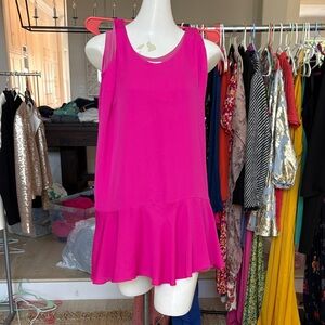 Amanda Uprichard Bright Fuchsia Ruffle-Hem Sleeveless Tunic